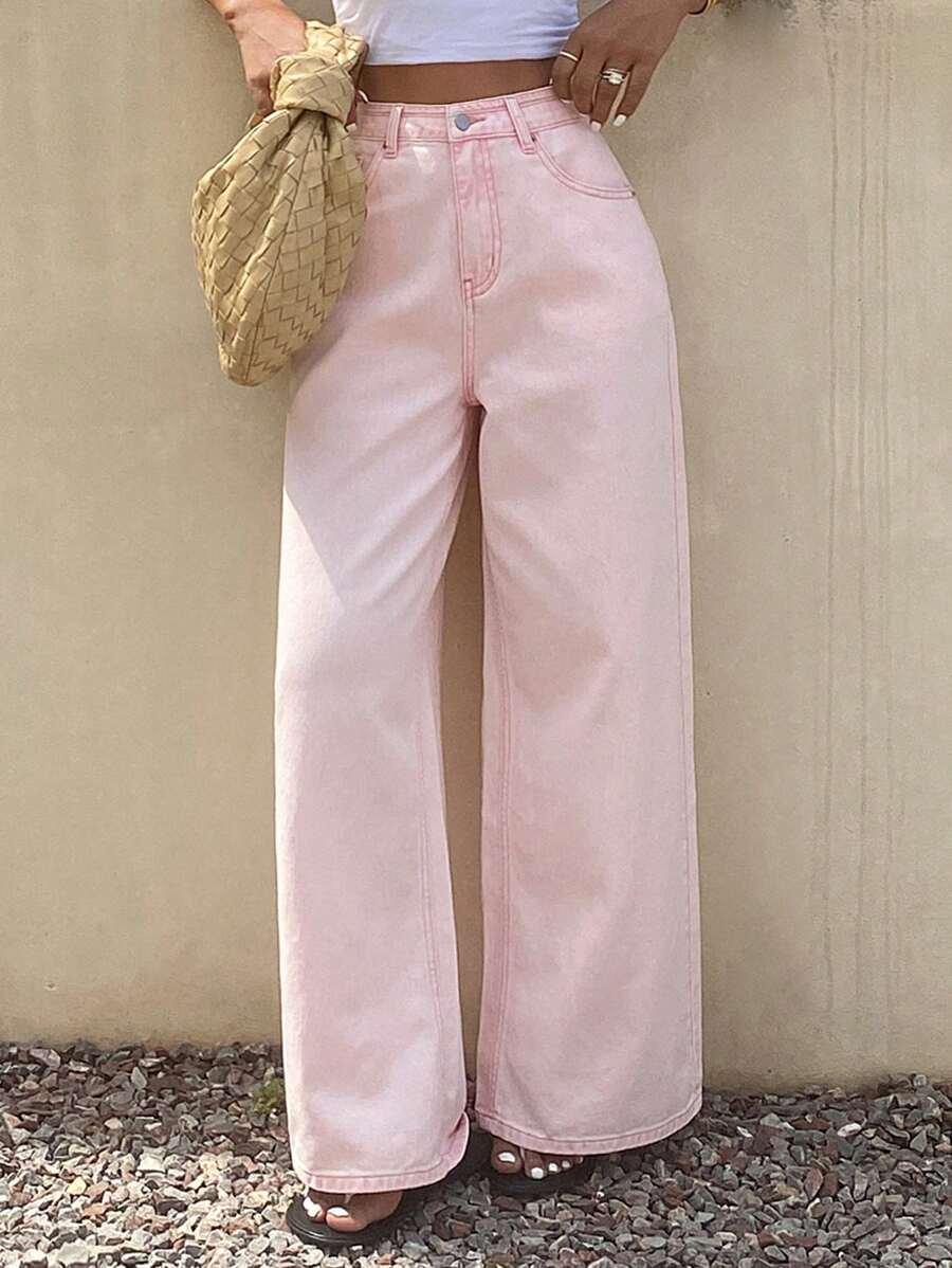 RÓŻOWE SPODNIE JEANS
