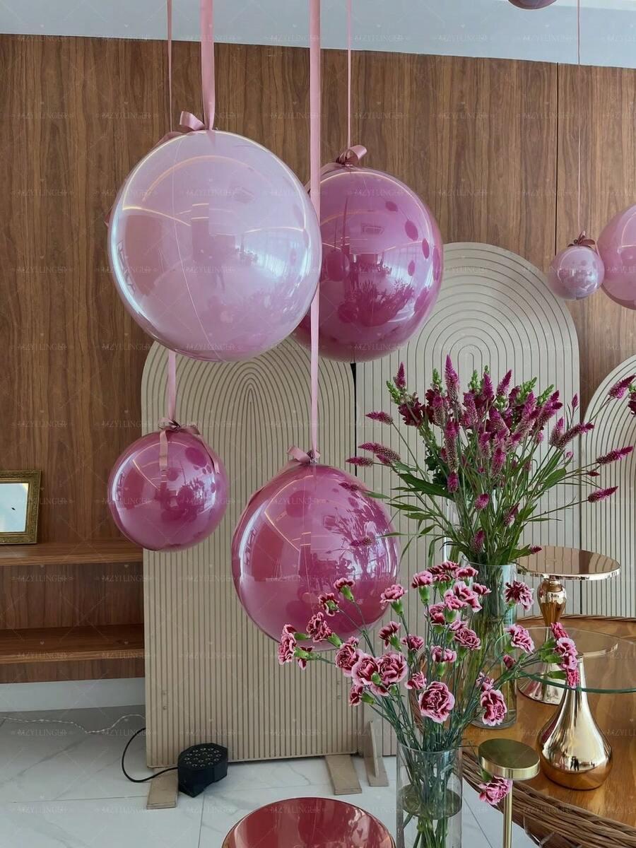 różowe balony wstążka