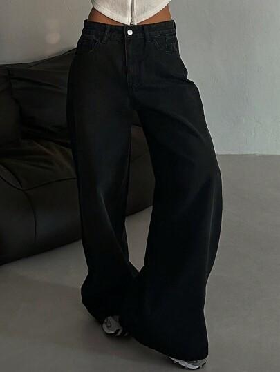 CZARNE SPODNIE JEANS