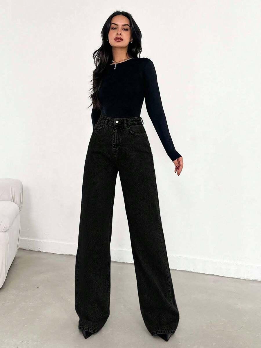 CZARNE SPODNIE JEANS