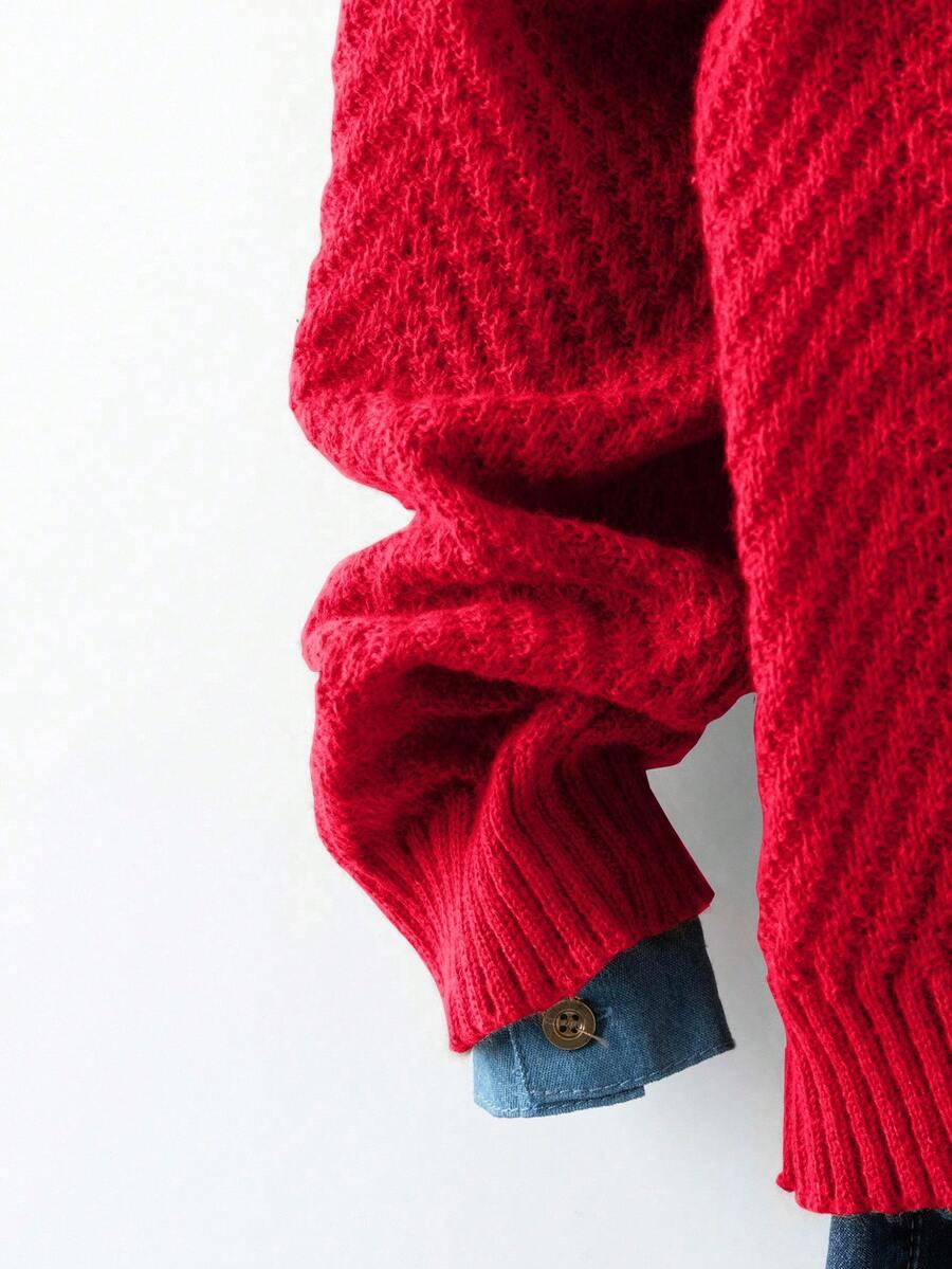 czerwony sweter dzianina