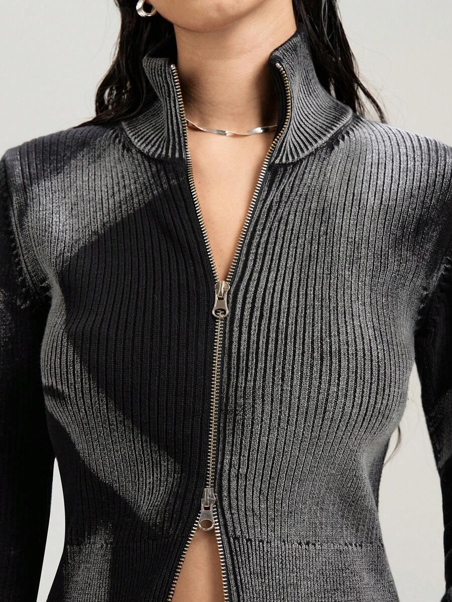 dzianinowy sweter zamek 
