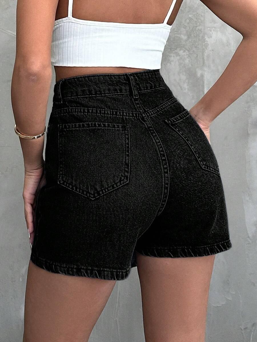 CZARNE SPODENKI JEANS