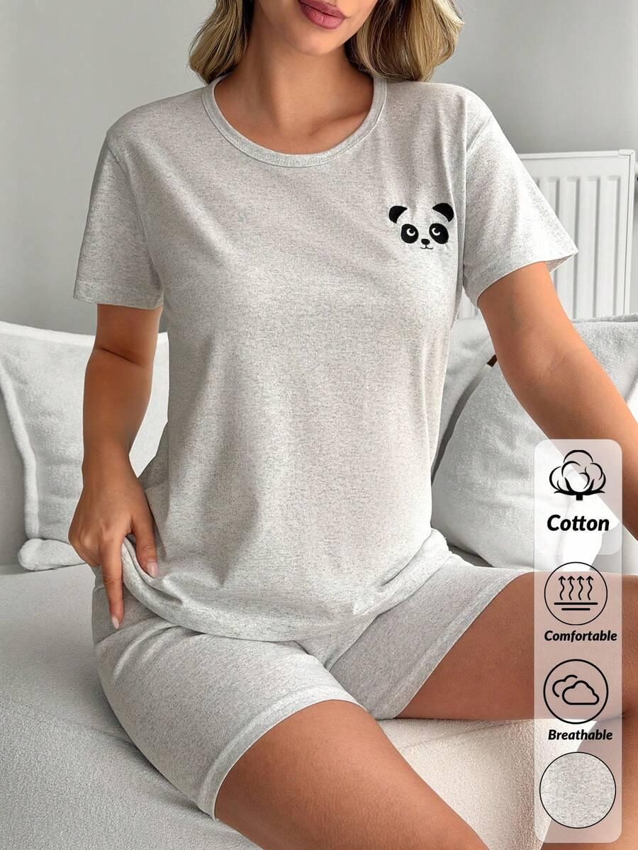 szara piżama komplet spodenki t-shirt