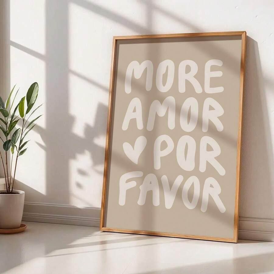 plakat na płótnie napis more amor por favor