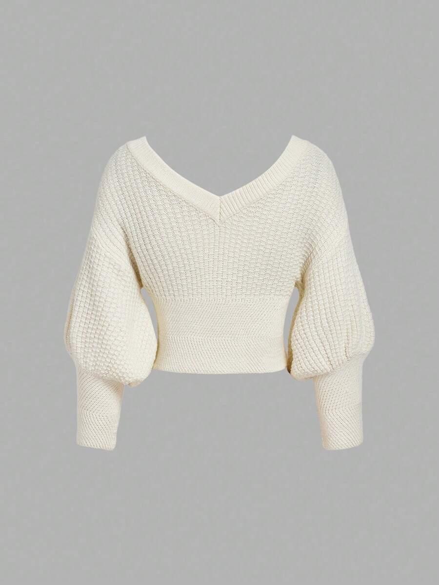beżowy sweter v neck