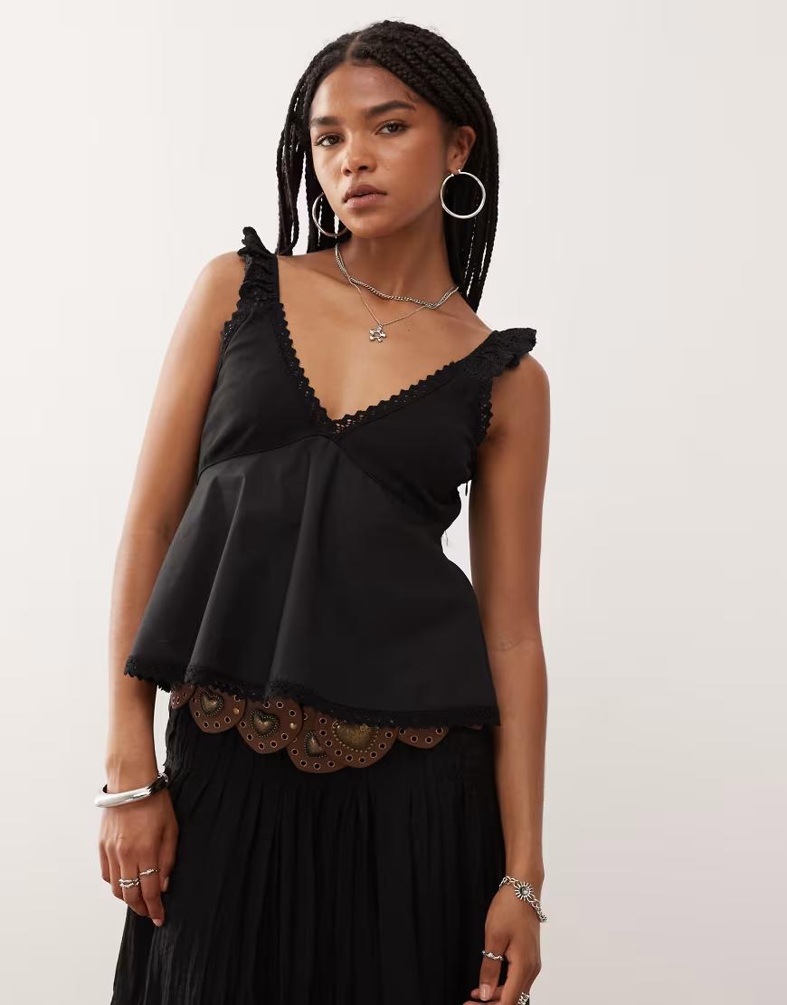 czarny top v-neck