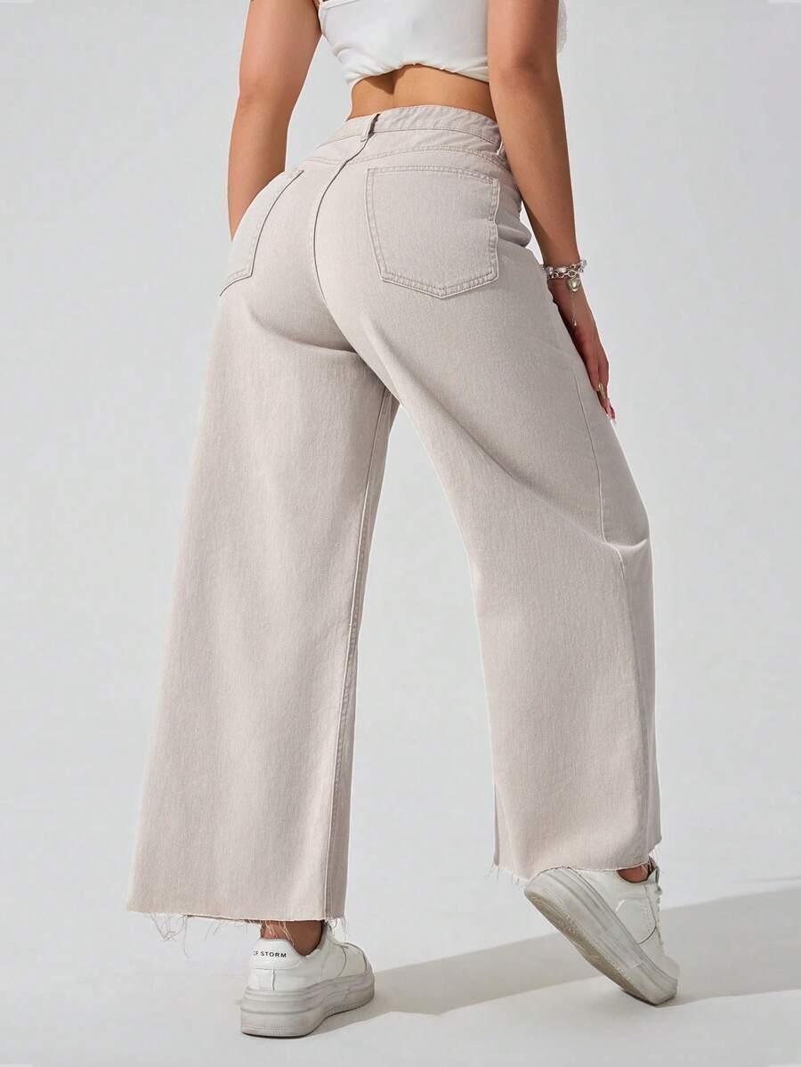 BEŻOWE SPODNIE JEANS