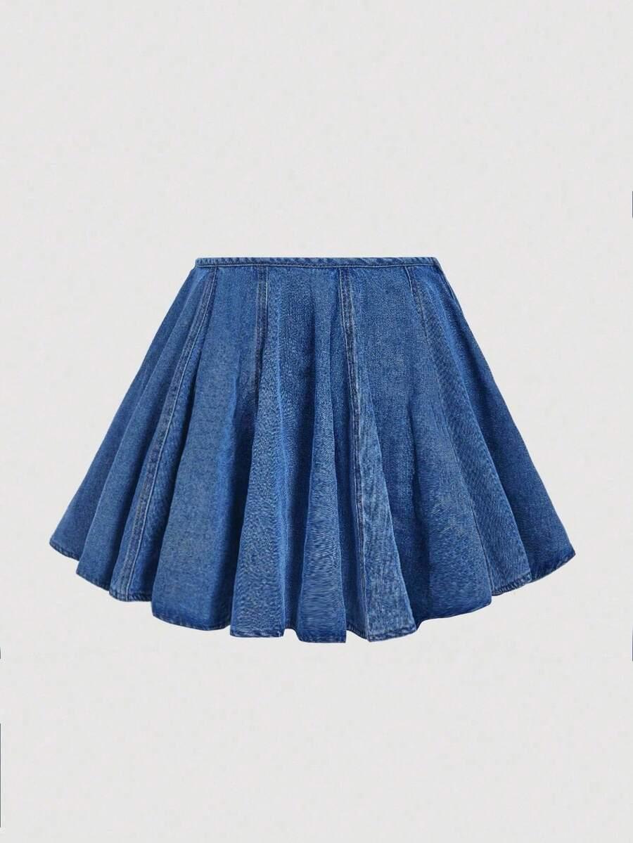 niebieska spódnica jeans