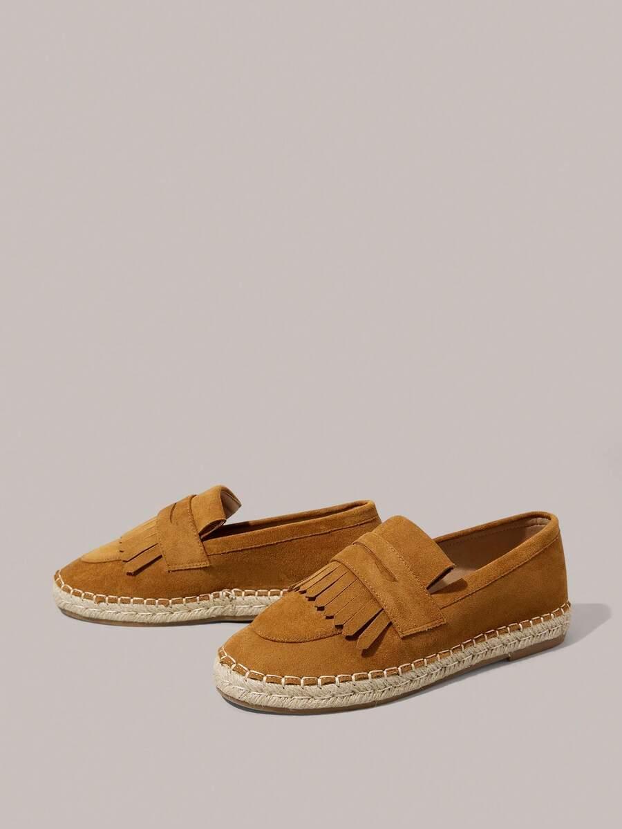 brązowe espadryle imitacja zamszu 