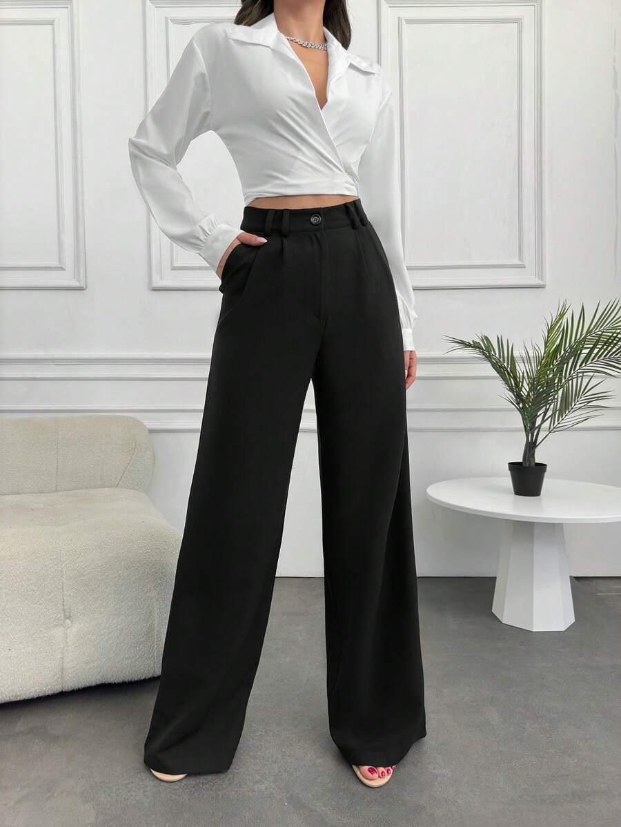 CZARNE ELEGANCKIE SPODNIE