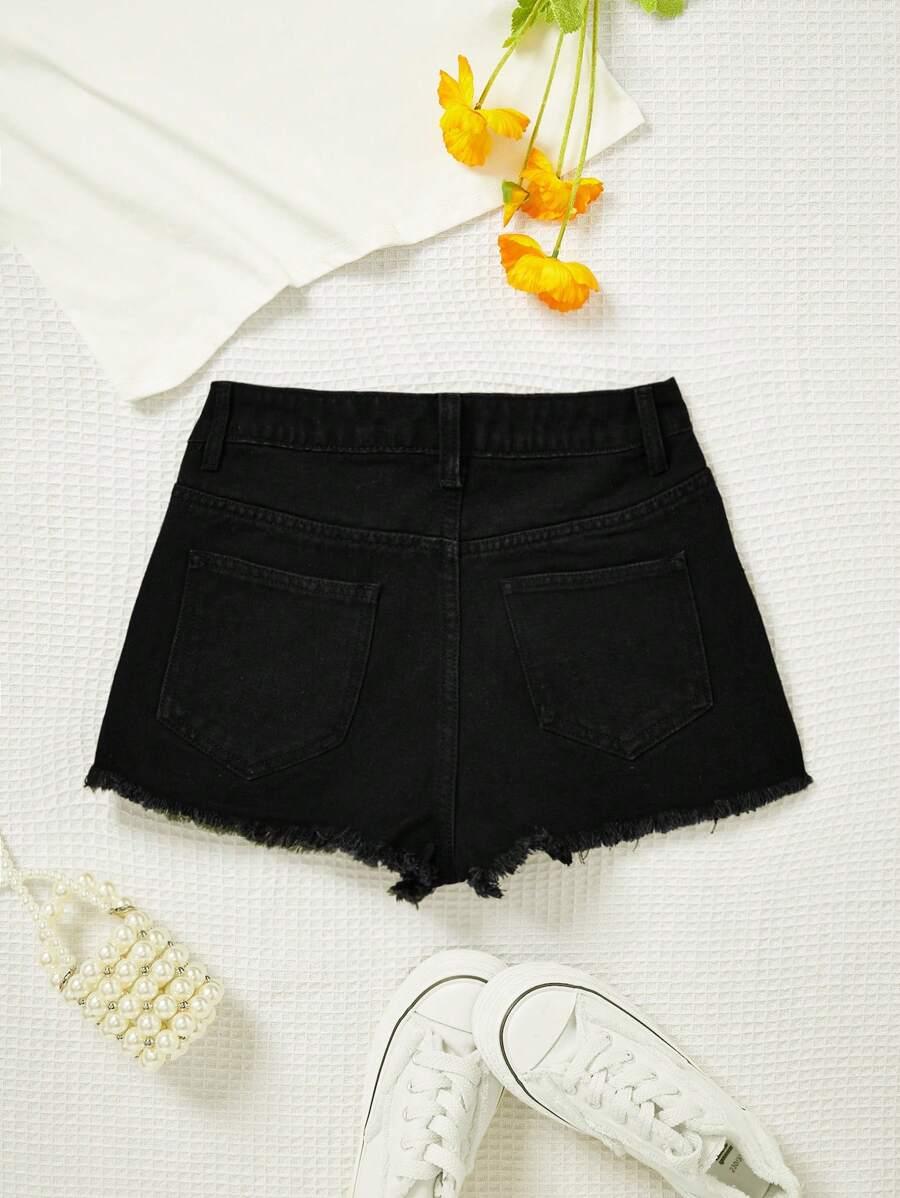 czarne spodenki jeans