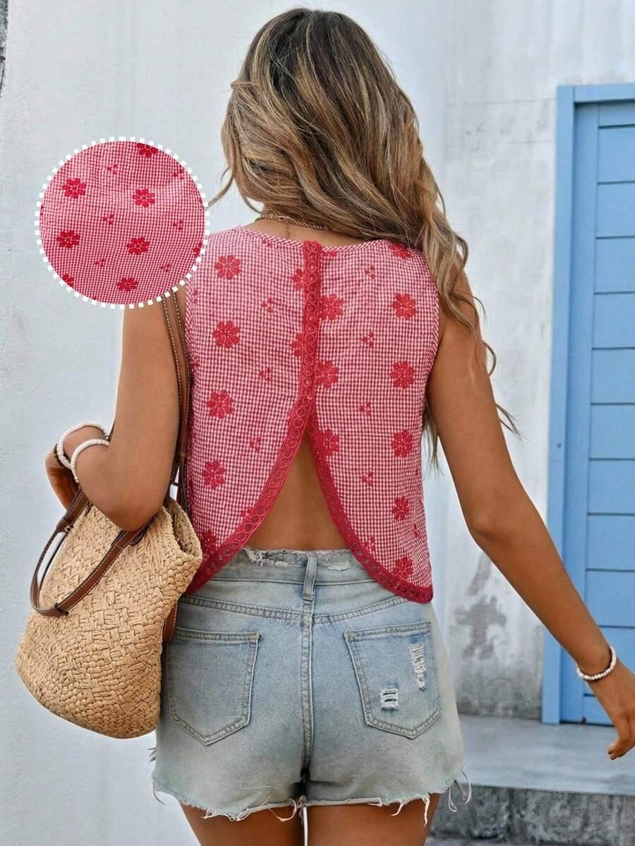 czerwony top print