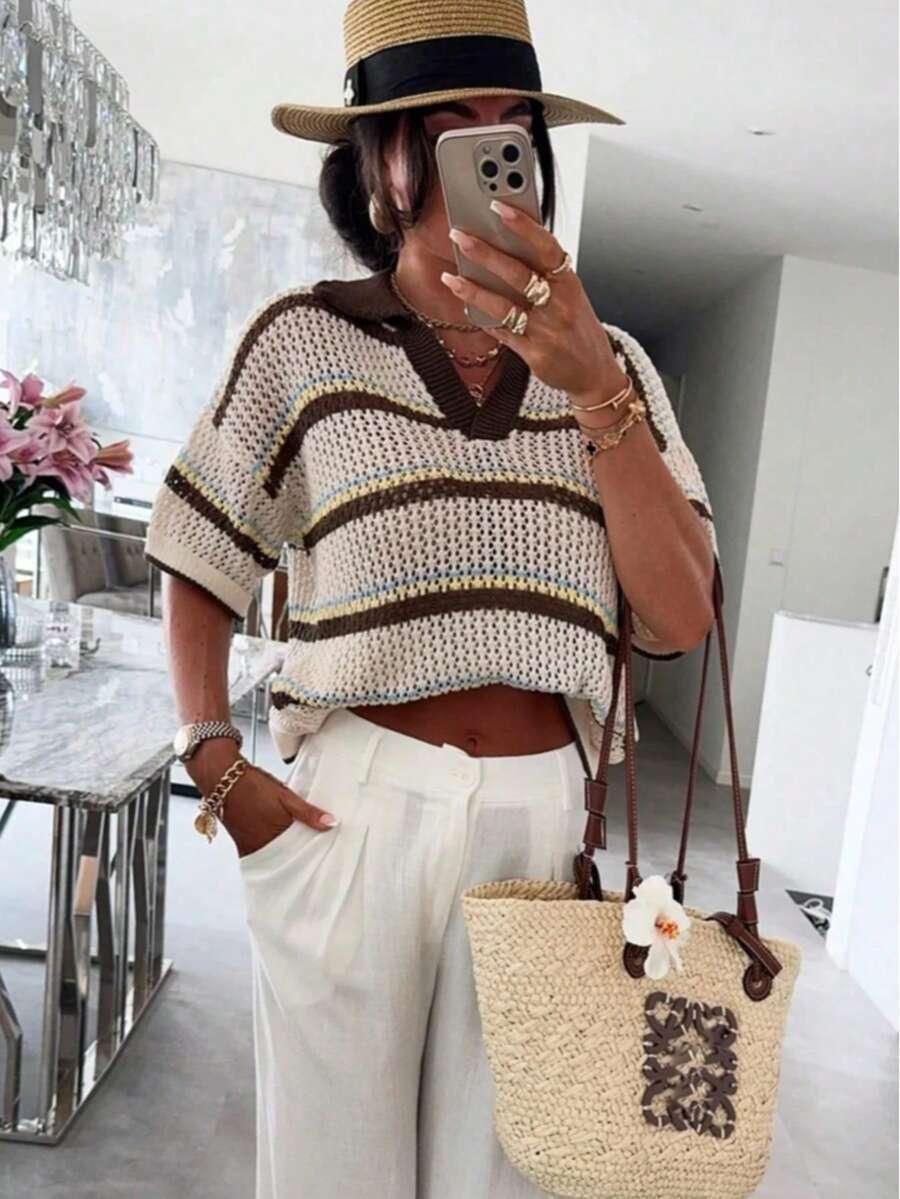 sweter w paski