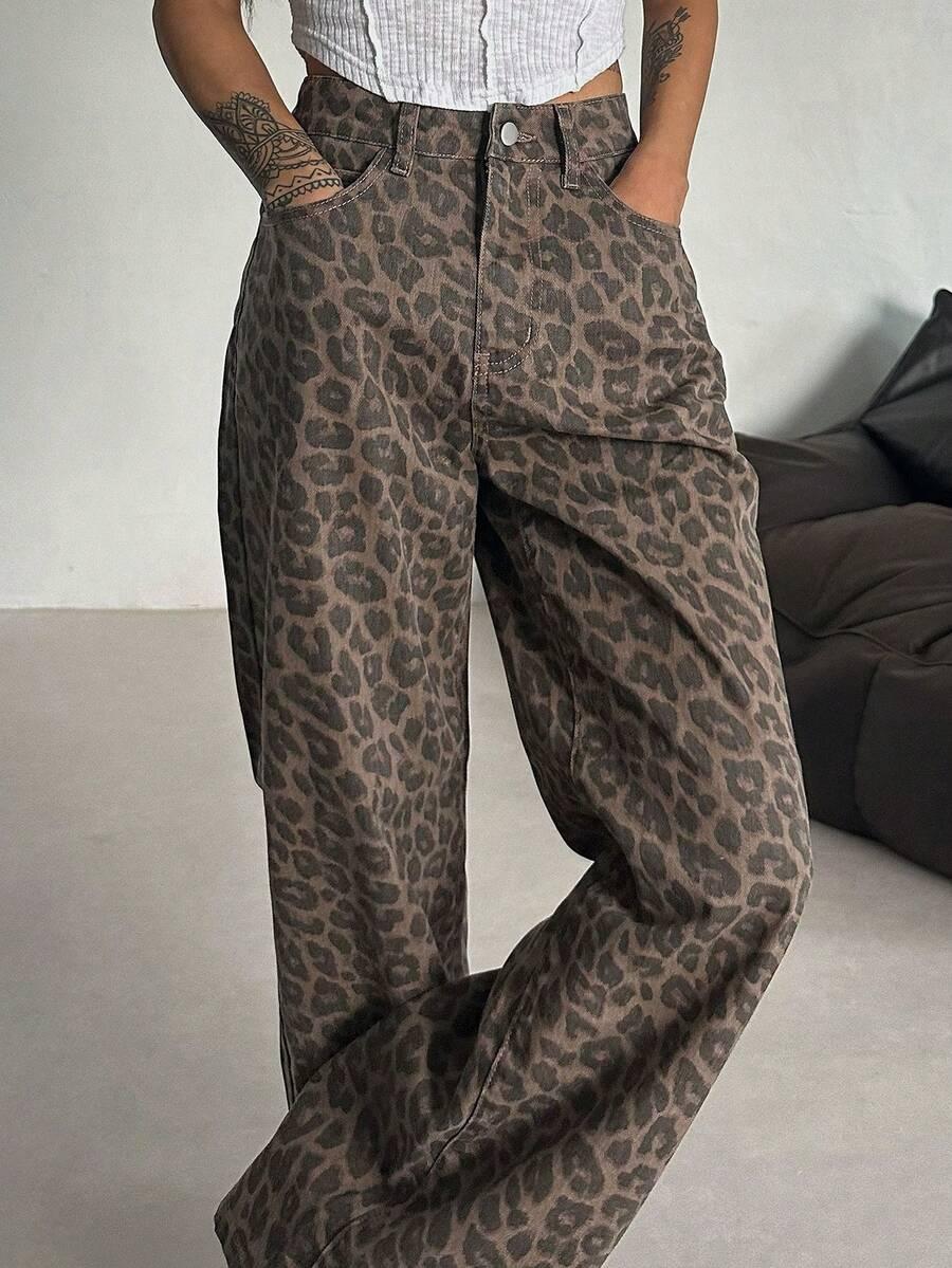SPODNIE JEANS ANIMAL PRINT