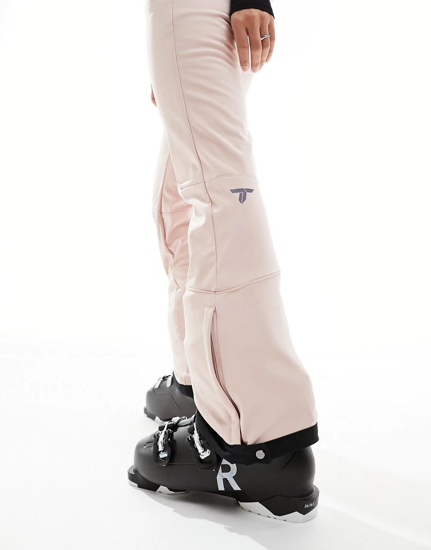 różowe ocieplane spodnie narciarskie dzwony