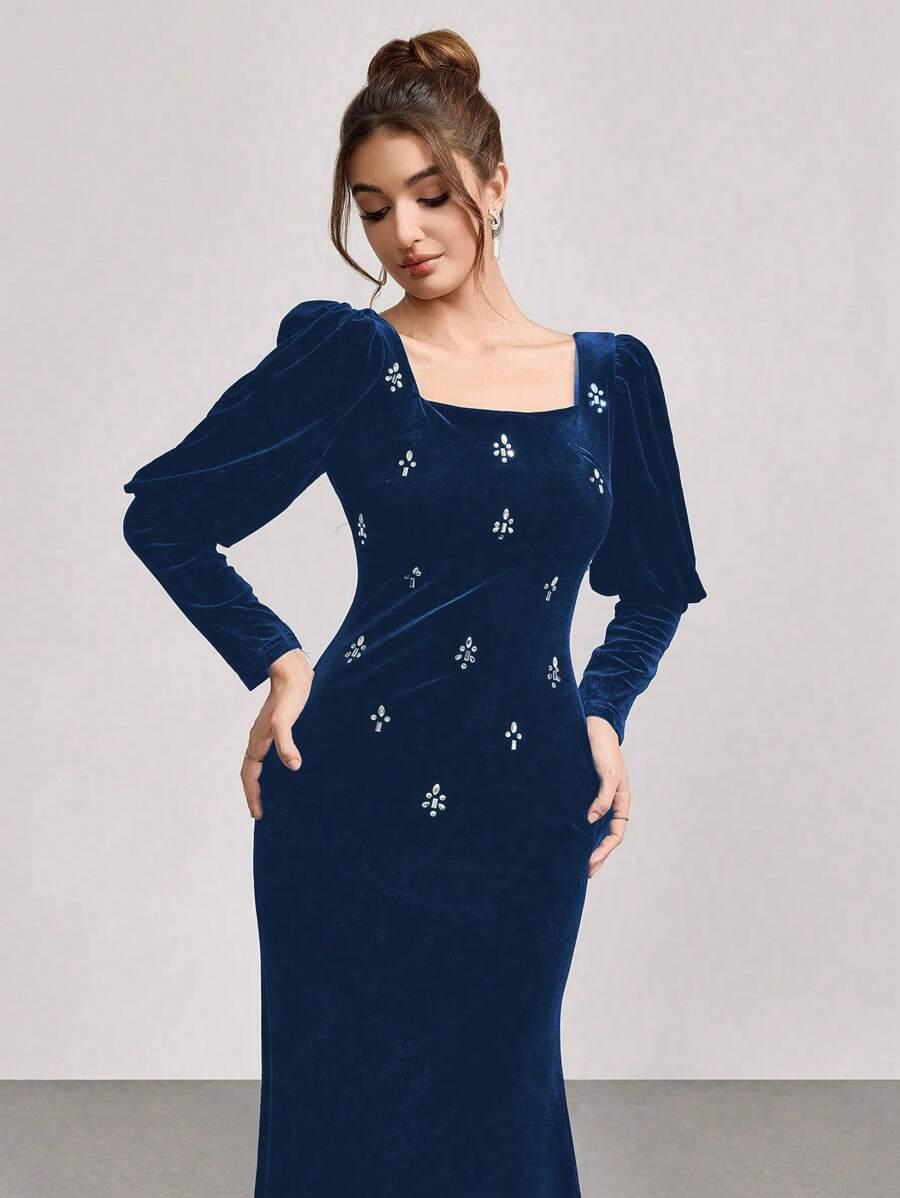 SUKIENKA ELEGANCKA MAXI Z KRYSZTAŁKAMI