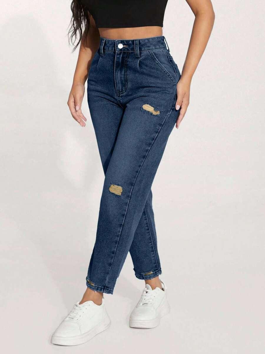 spodnie z przetarciami vintage jeans