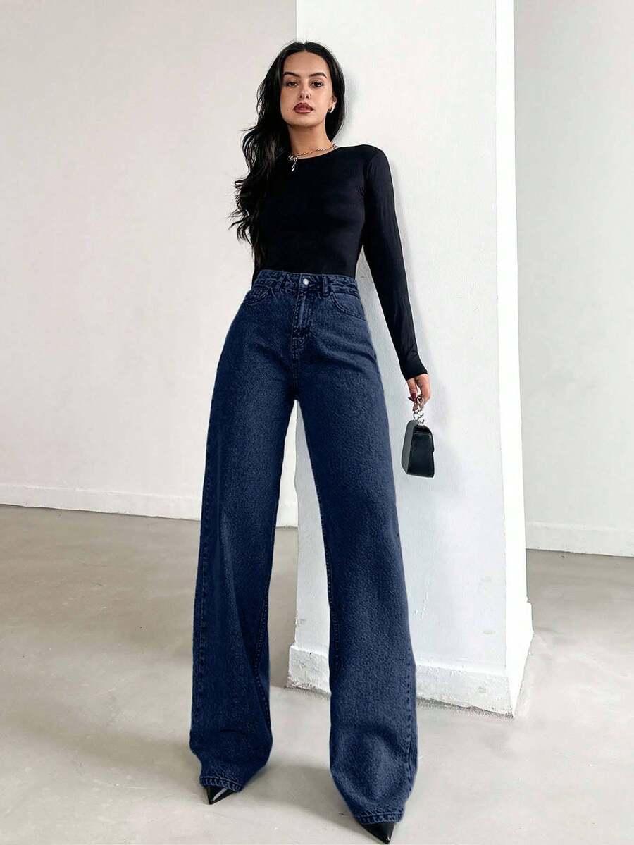 GRANATOWE SPODNIE JEANS