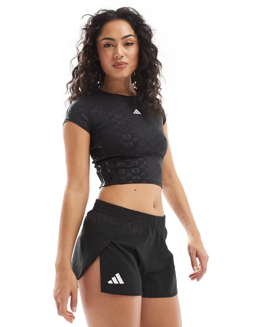 czarne krótkie spodenki sportowe logo Adizero