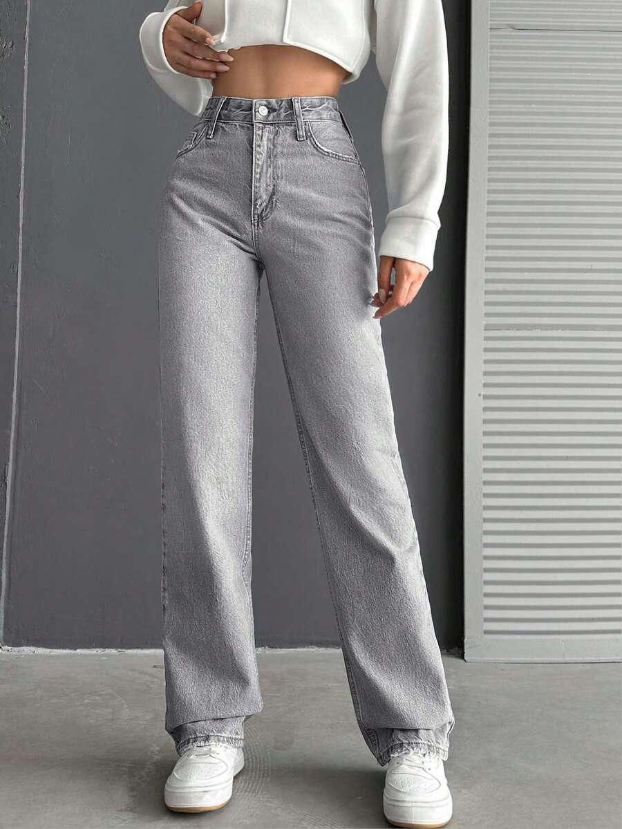 SZARE SPODNIE JEANS