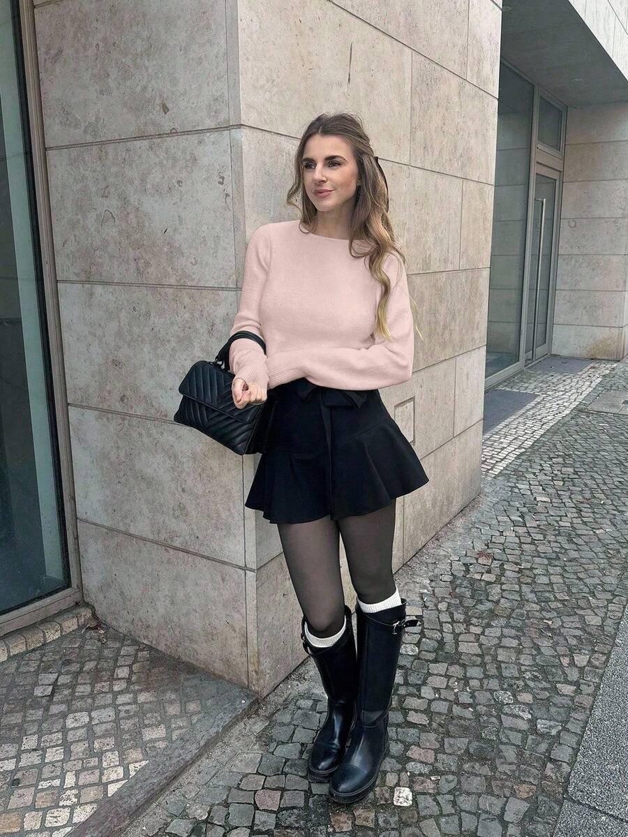 różowy sweter długi rękaw