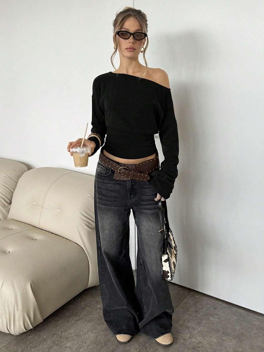 CZARNY SWETER ASYMETRIA