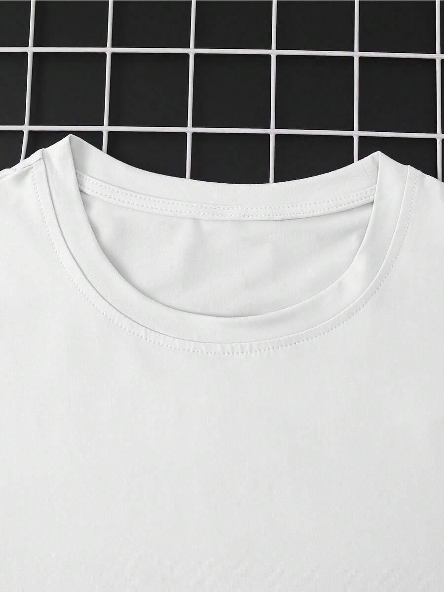 BIAŁY T-SHIRT OKRĄGŁY DEKOLT