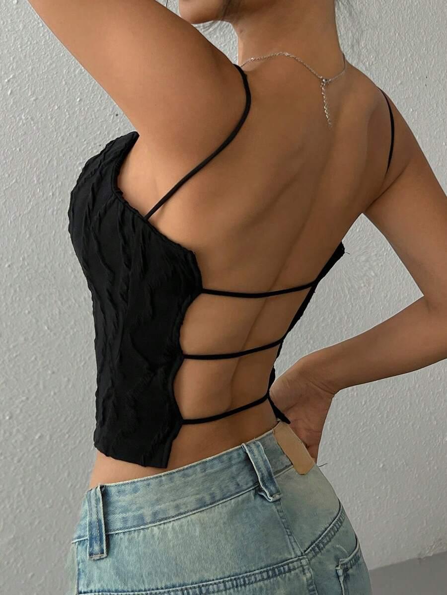 CZARNY TOP ODKRYTE PLECY