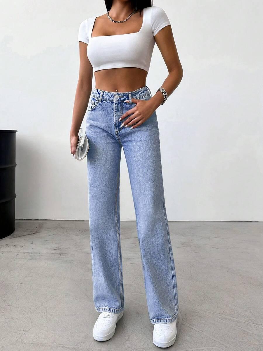 NIEBIESKIE SPODNIE JEANS WYSOKI STAN 