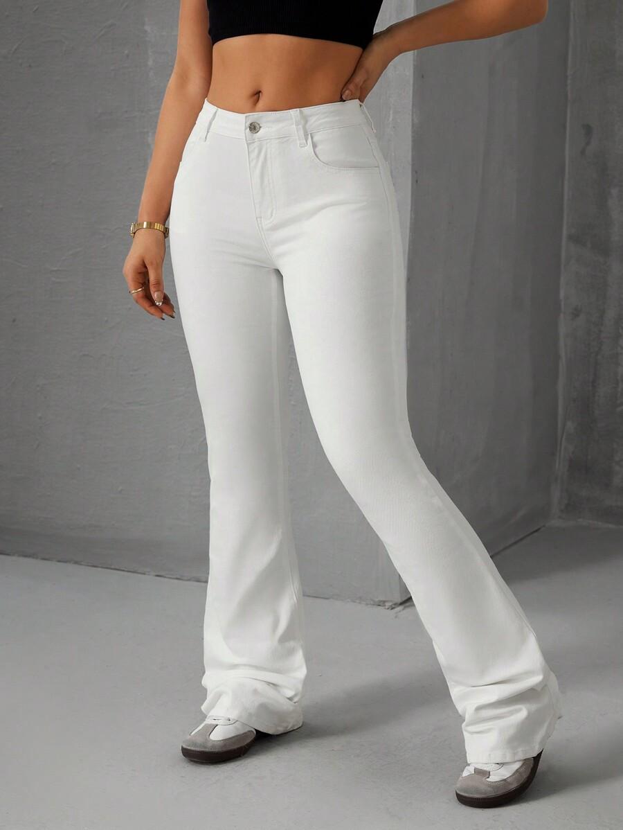 BIAŁE SPODNIE JEANS WYSOKI STAN