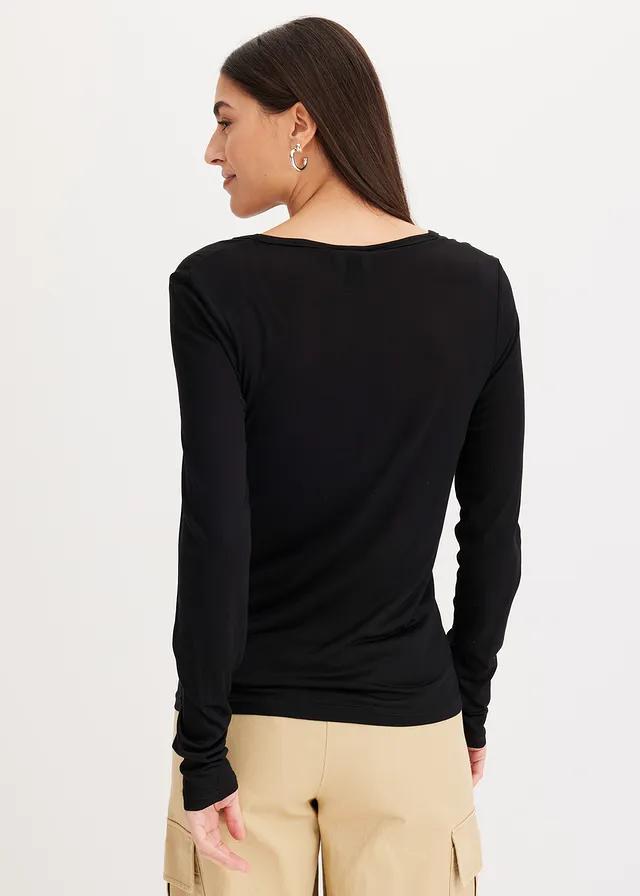 CZARNA BLUZKA V-NECK