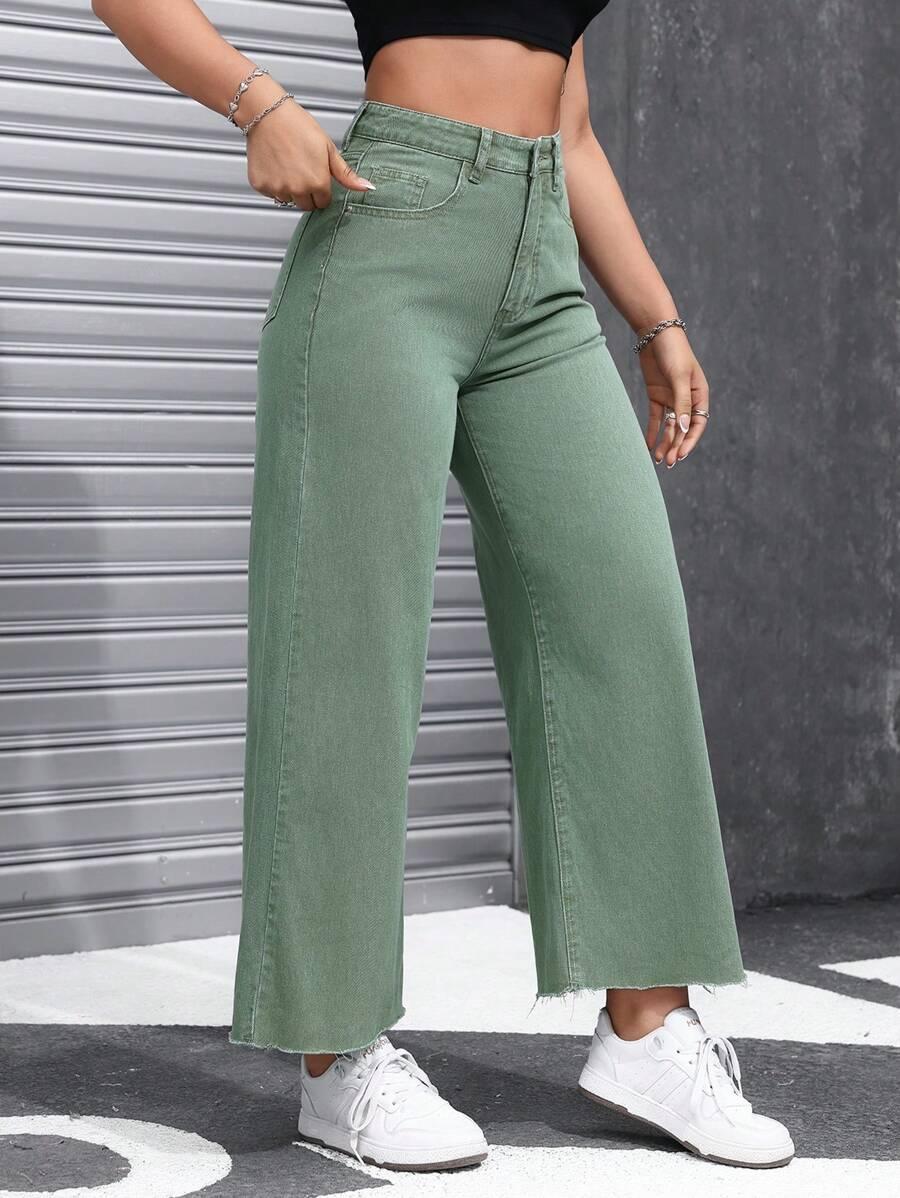 ZIELONE SPODNIE JEANS