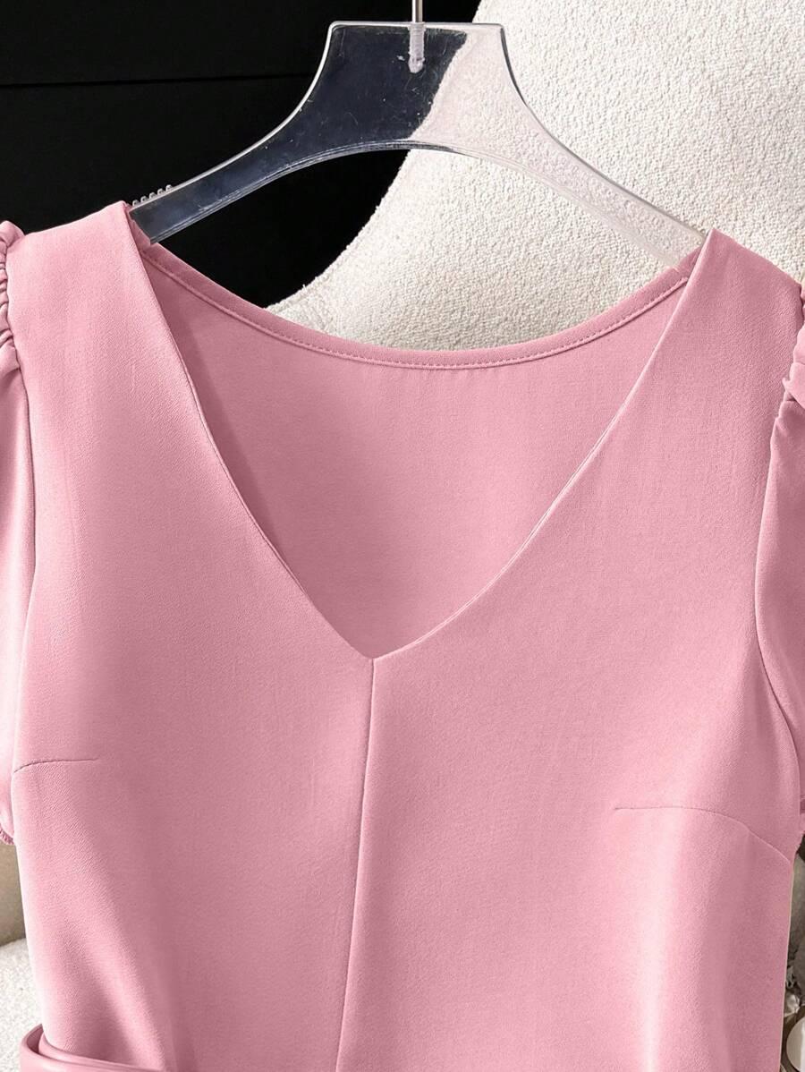 RÓŻOWA BLUZKA V-NECK