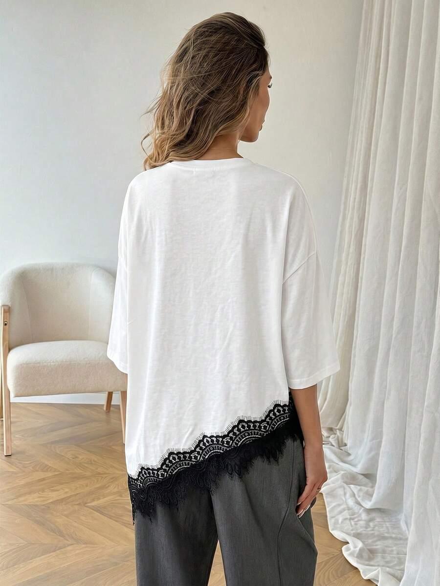 BIAŁY T-SHIRT KORONKA