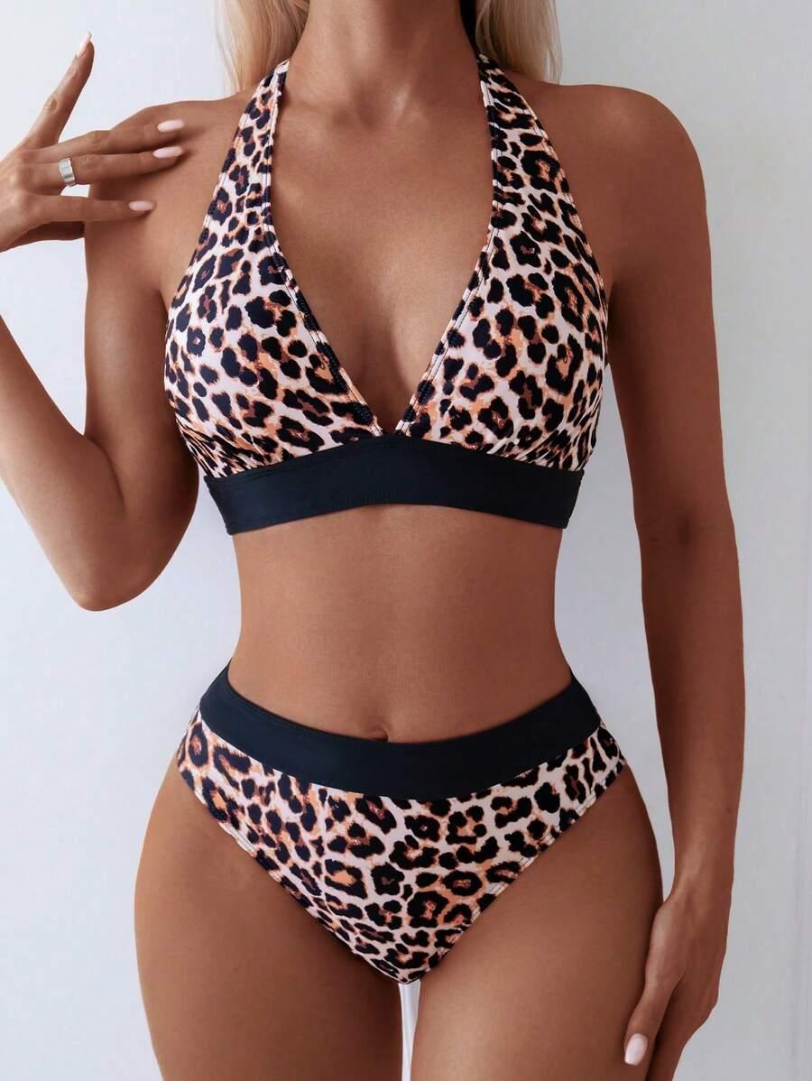 dwuczęściowy strój kąpielowy animal print