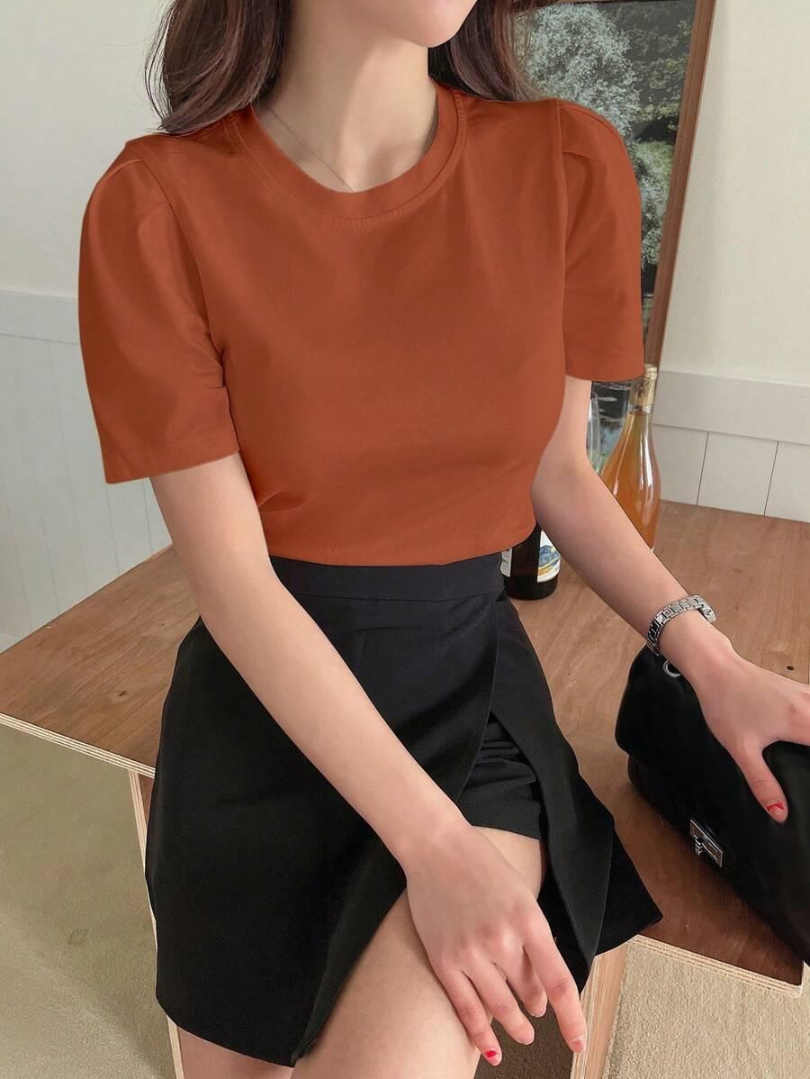 pomarańczowy t-shirt casual 