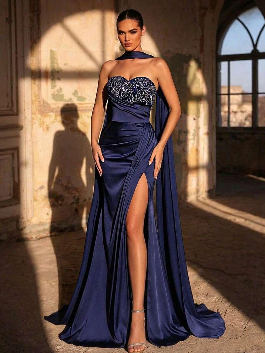 niebiska maxi sukienka