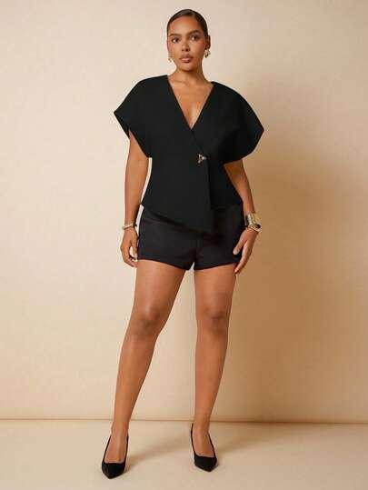 czarny top v-neck