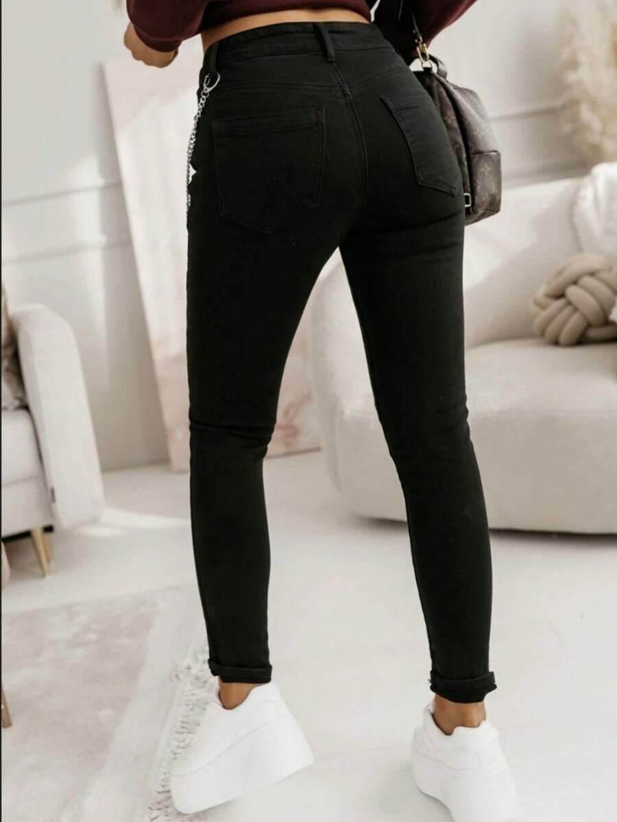 CZARNE SPODNIE JEANS 