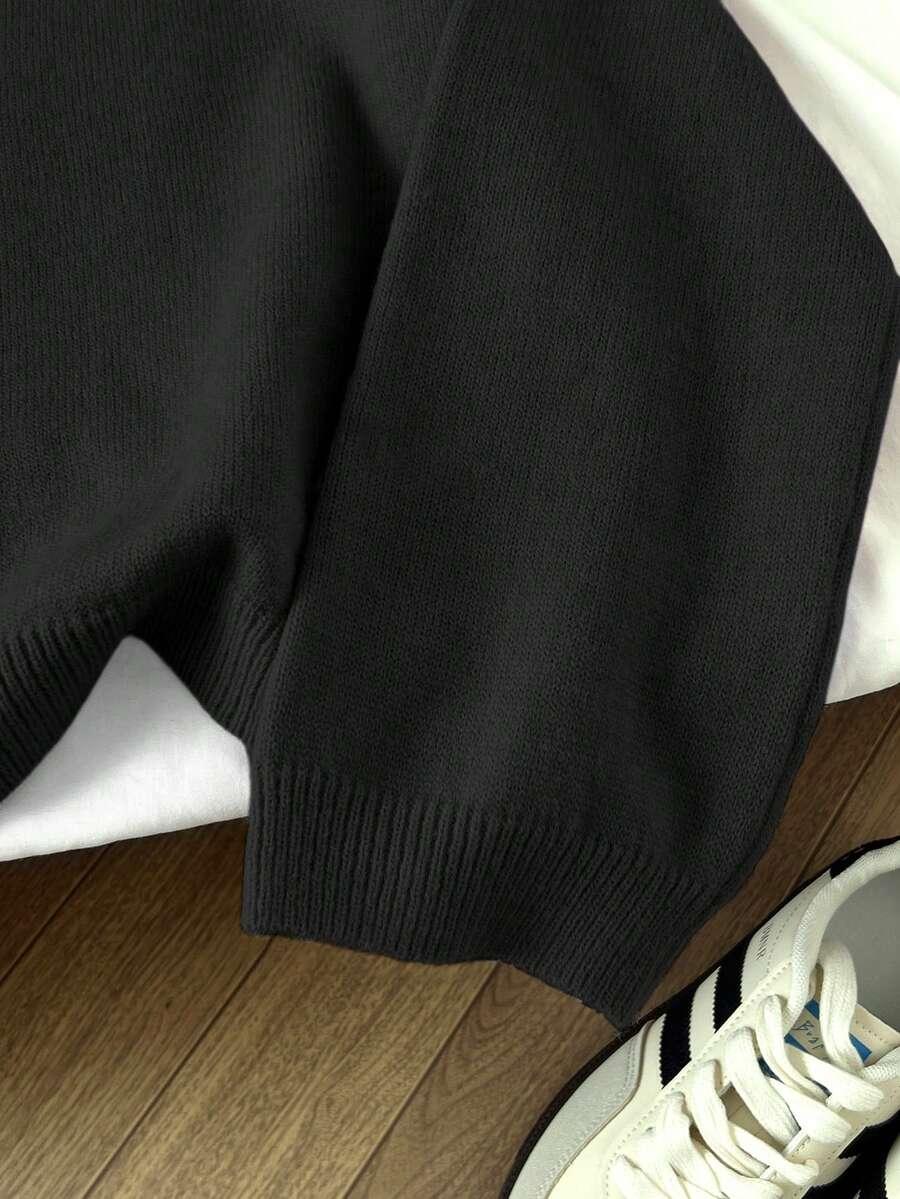 CZARNY SWETER OVERSIZE OKRĄGŁY DEKOLT