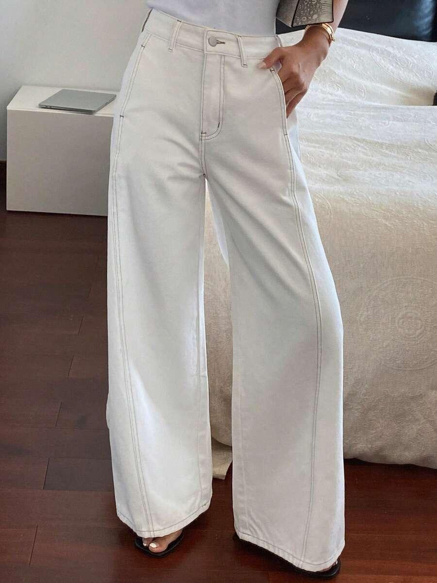 białe jeansy wysoki stan