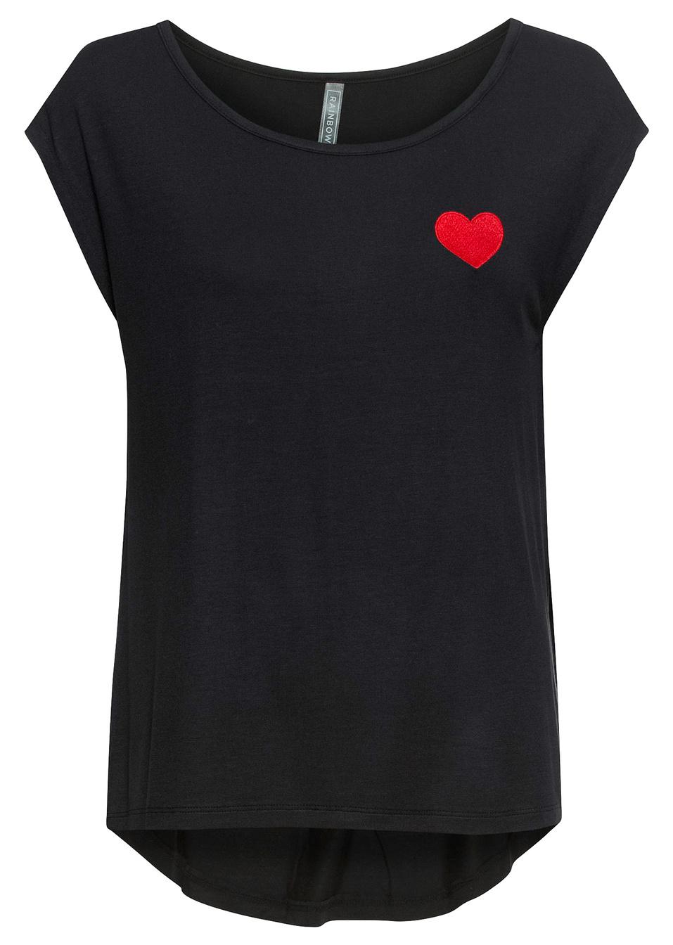 CZARNY T-SHIRT BASIC HAFT SERCE
