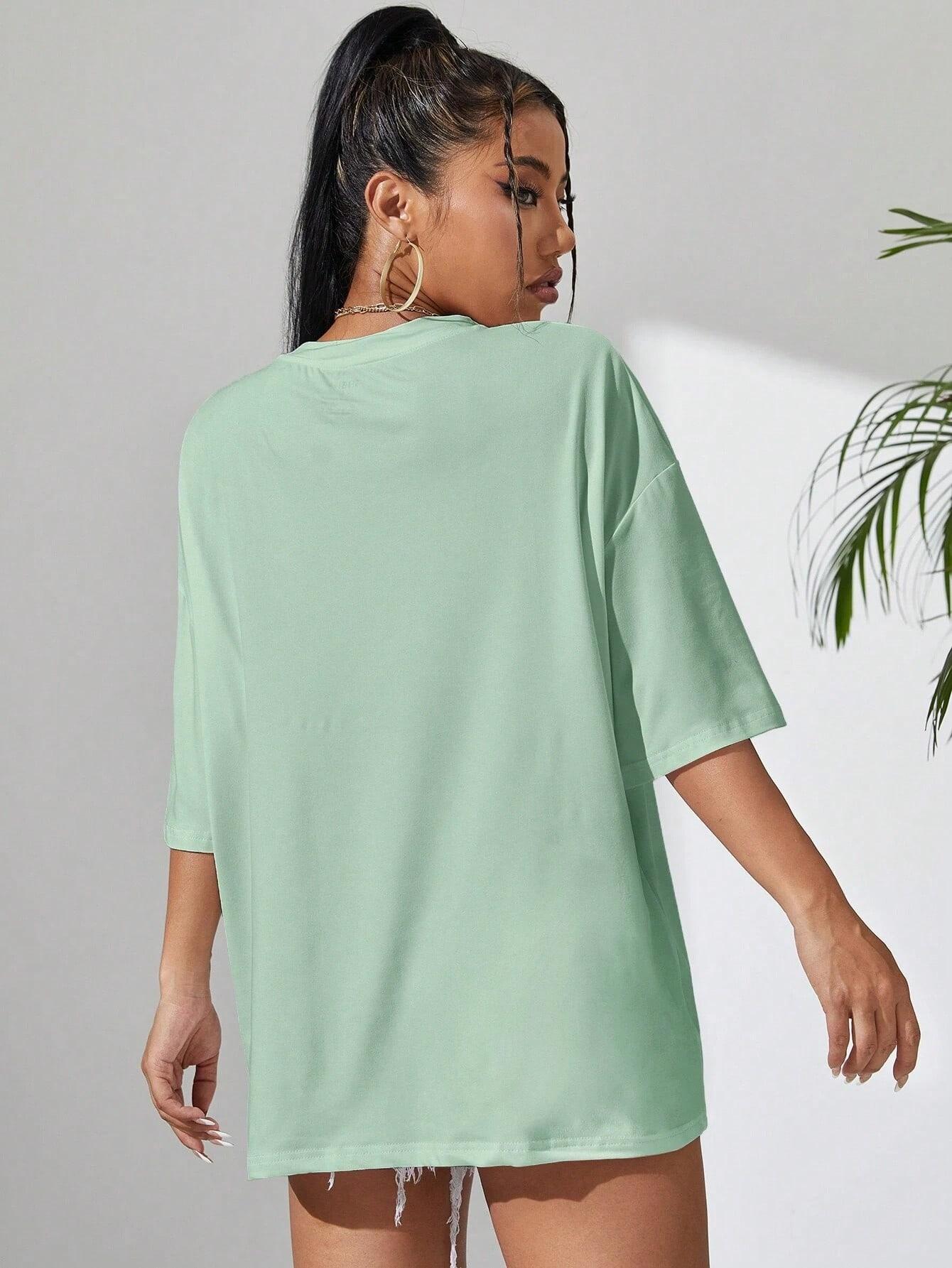 ZIELONY T-SHIRT OVERSIZE