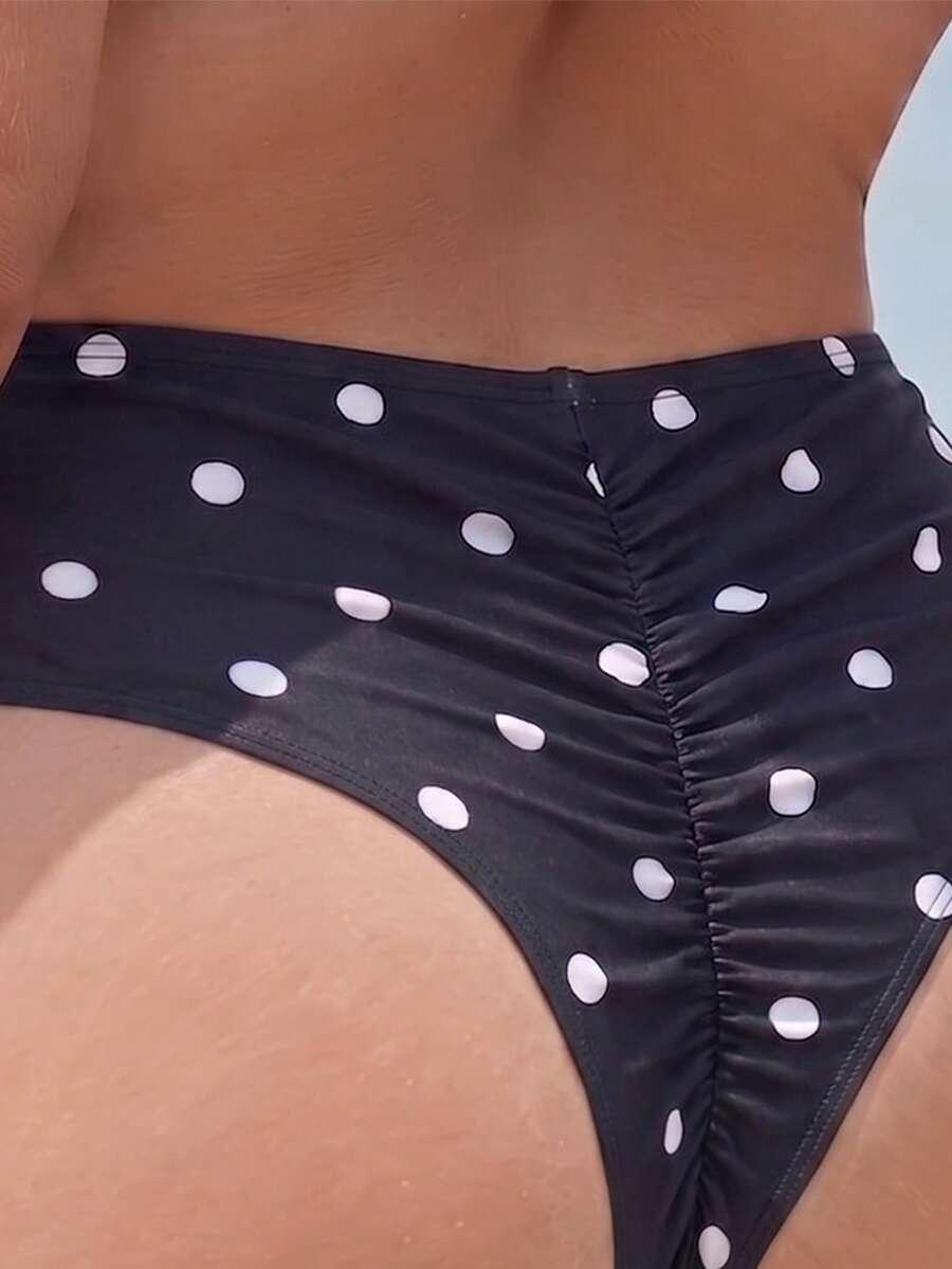 CZARNY DÓŁ OD BIKINI groszki
