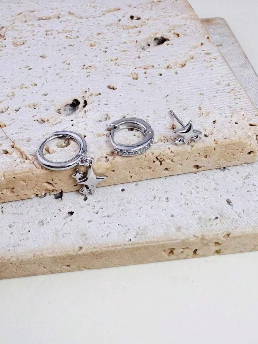 srebrne kolczyki 3-pack
