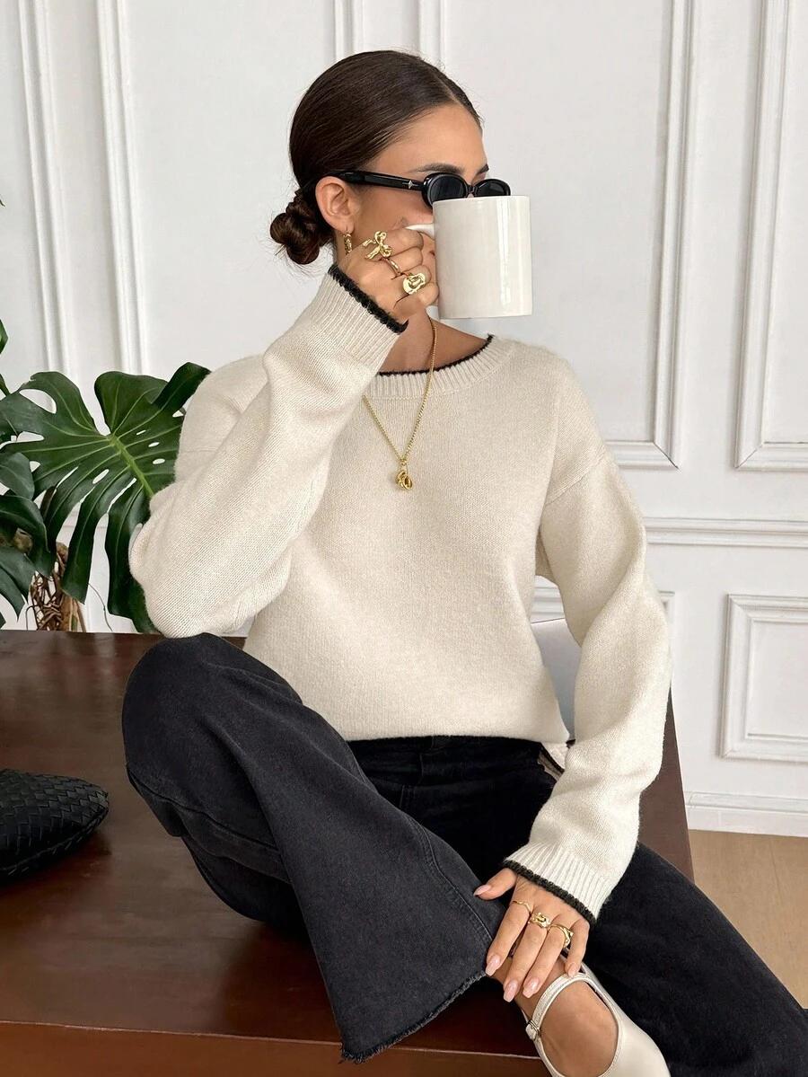 BEŻOWY SWETER CASUAL