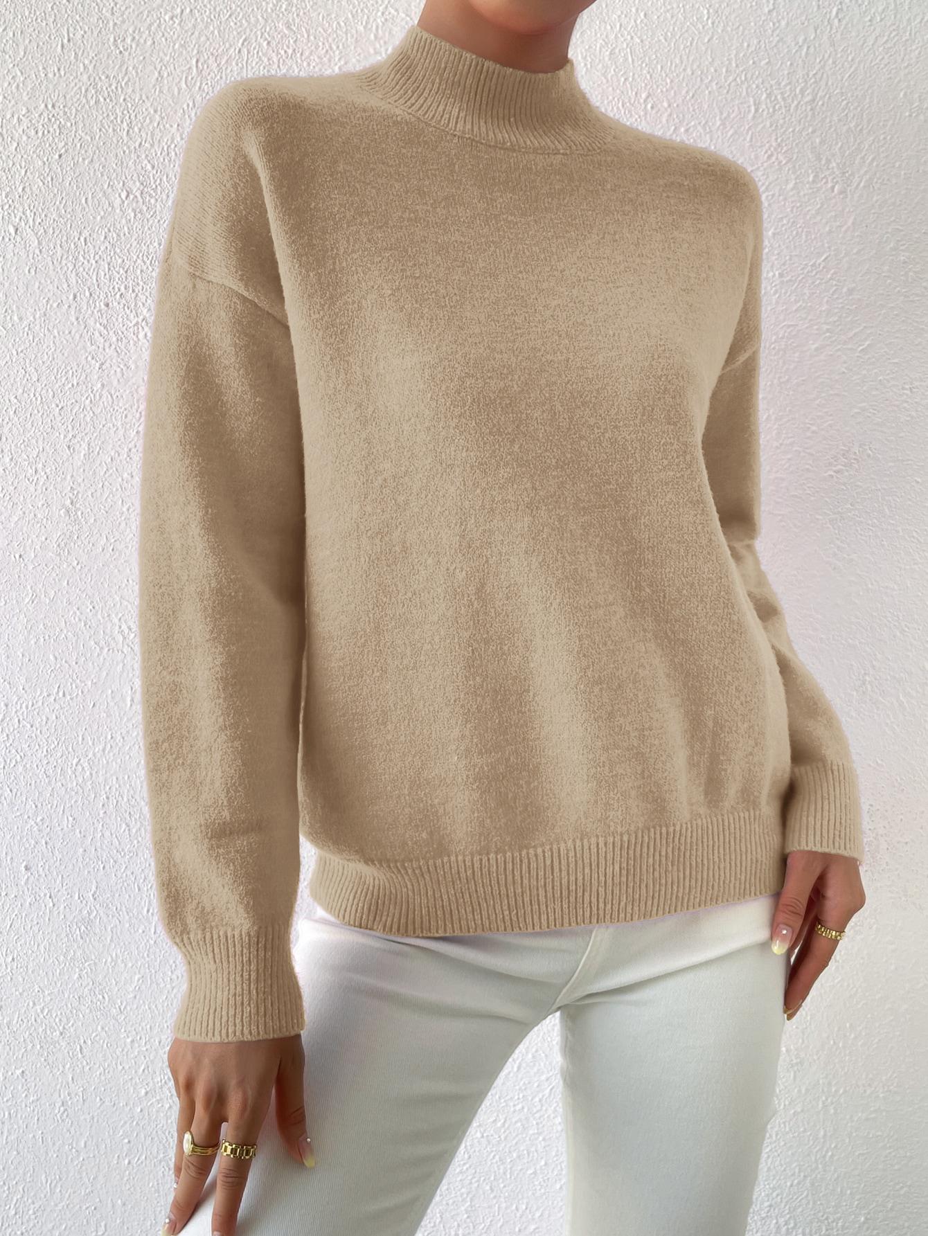 BEŻOWY SWETER PÓŁGOLF