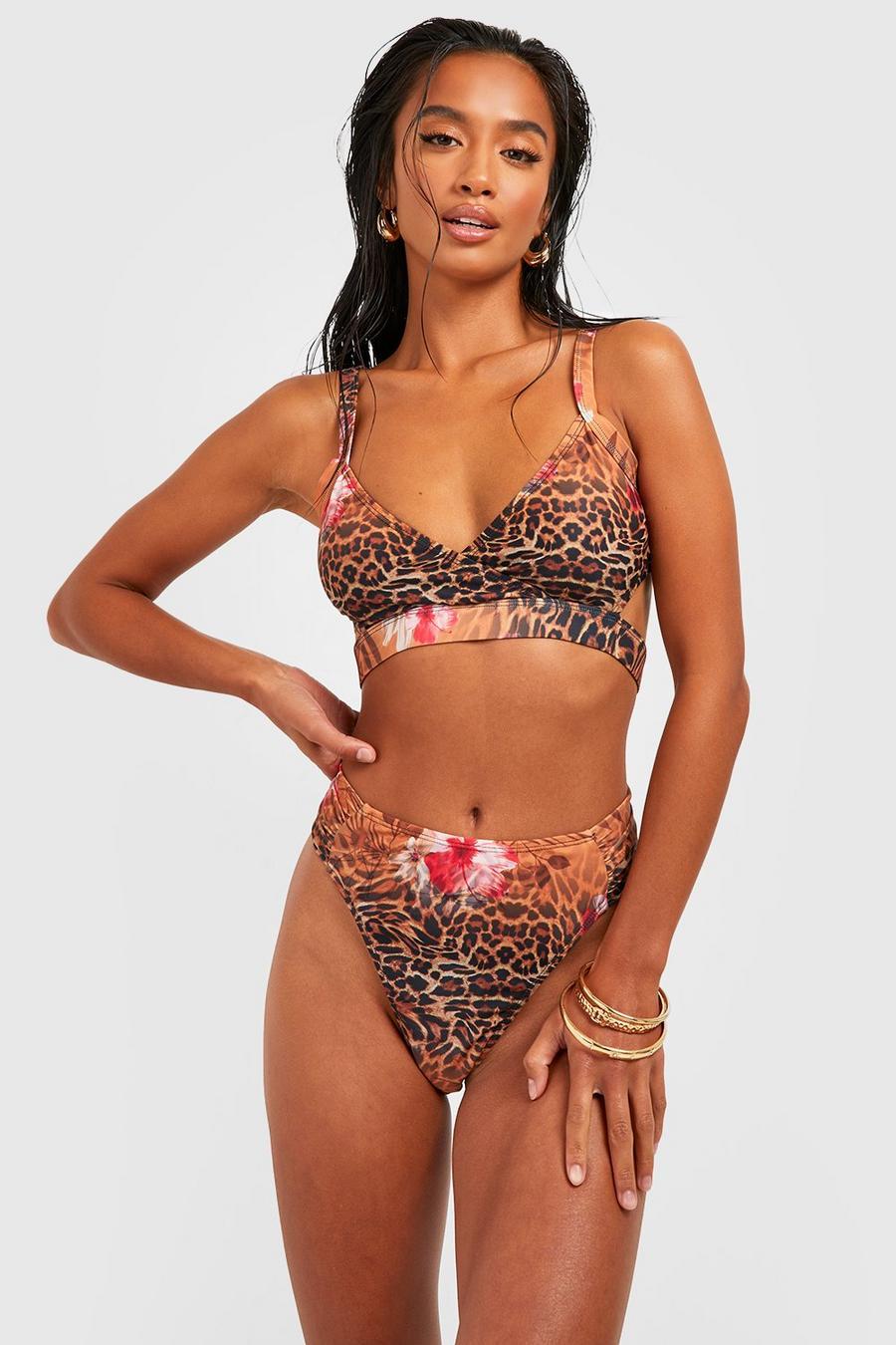 KLASYCZNY DÓŁ OD BIKINI WYSOKI STAN ANIMAL PRINT