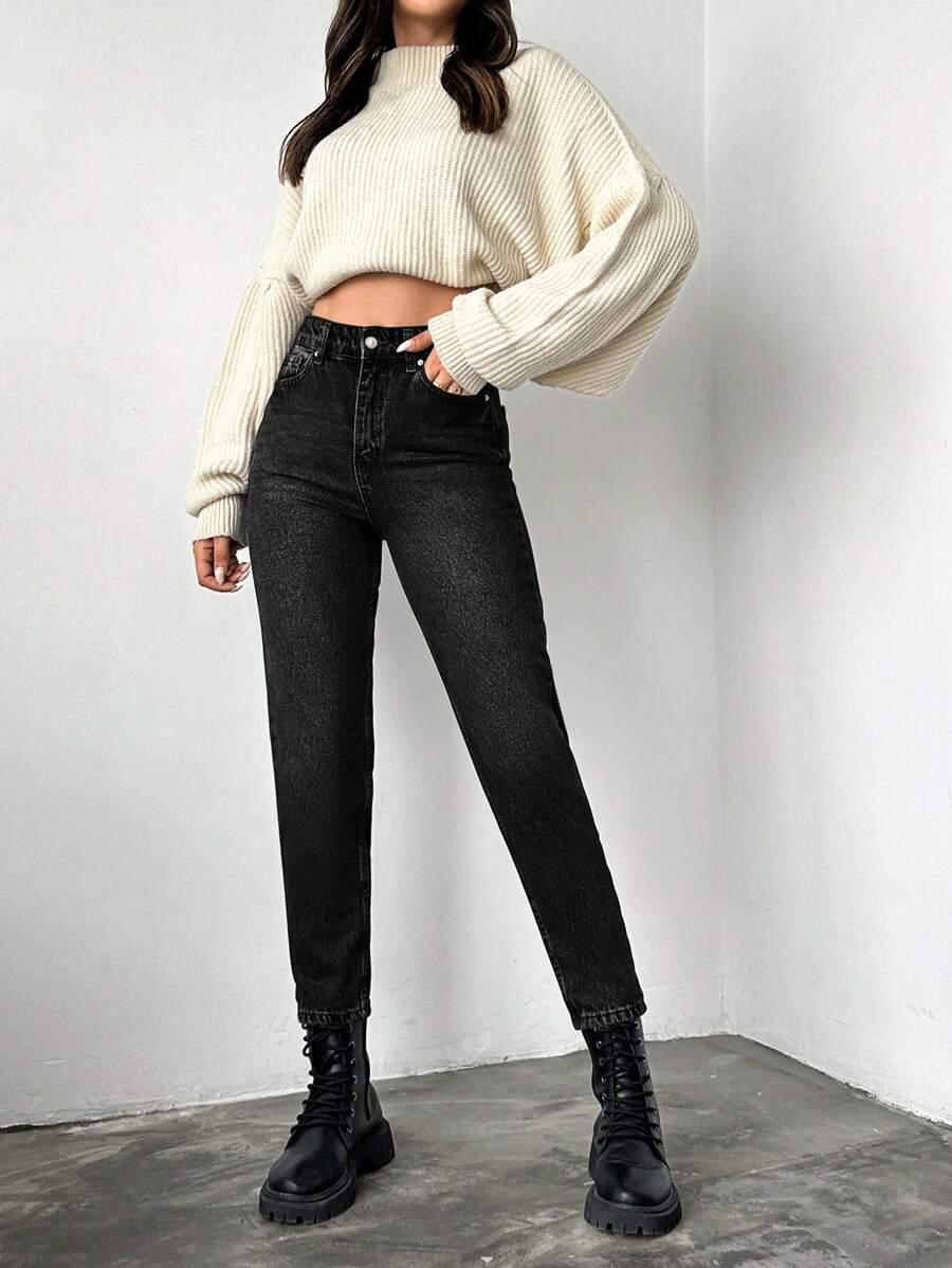 CZARNE SPODNIE JEANS